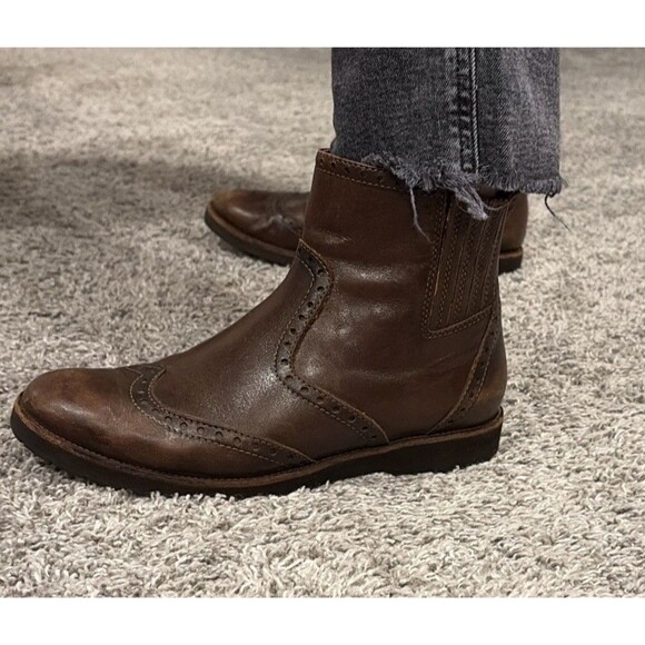 Sesto Meucci Brown Leather Olivia Ankle Boots Size 7 Zip Booties Italy - Picture 1 of 13